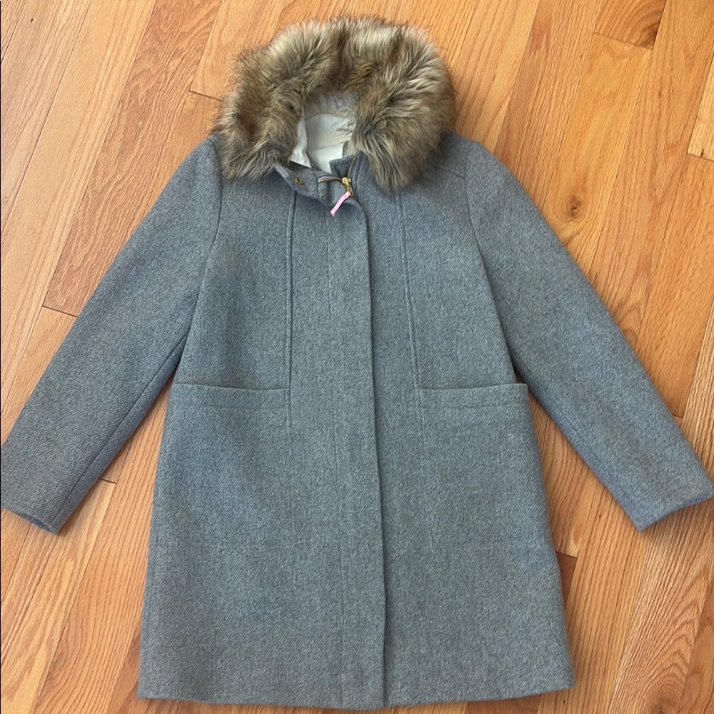 Gray Faux Fur Collar Coat